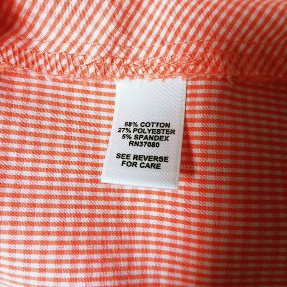 Cato Orange Checked Blouse 🧡🤍 Button Down Shacket Small 3/4 Sleeve Lightweight - Picture 8 of 15